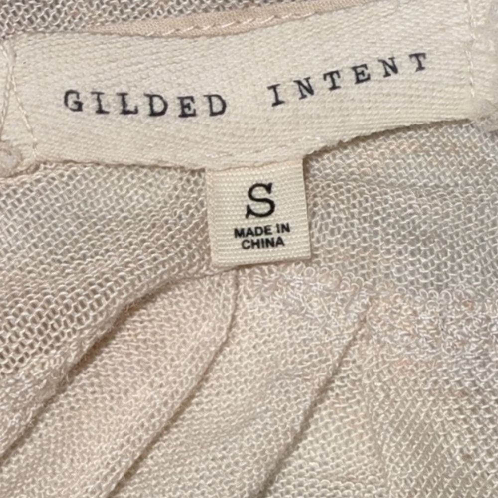 Gilded Intent Colorblock Waffle Knit Henley Top Size Small Cream Rust Raglan - Picture 7 of 8